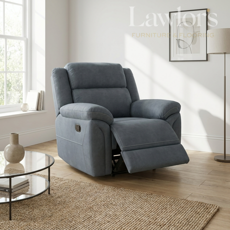 Gray 1 seater recliner chair in a living room setting