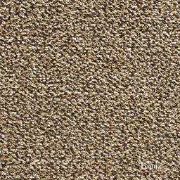 Close-up of a textured brown carpet with 'Topaz' branding.