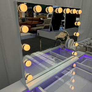 The Glamour Queen 8 Drawer Dress & 12 Bulb Hollywood Mirror Set features 8 spacious drawers, dimmable LED lighting, Bluetooth speaker & USB/Type-C ports