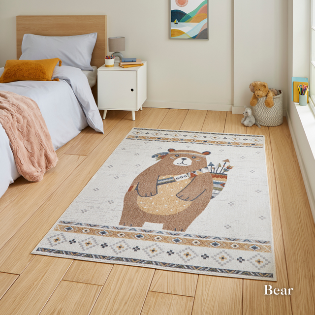 Add joy with the Vida Kids Collection Machine Made Rugs featuring playful designs like lions, pandas & rainbows while also being soft and durable