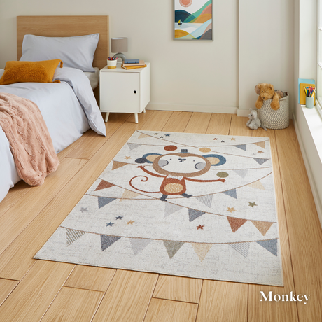 Add joy with the Vida Kids Collection Machine Made Rugs featuring playful designs like lions, pandas & rainbows while also being soft and durable