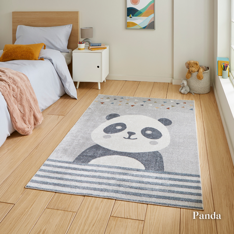 Add joy with the Vida Kids Collection Machine Made Rugs featuring playful designs like lions, pandas & rainbows while also being soft and durable