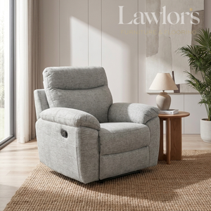Light grey 1 seater recliner chair in a modern living room