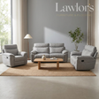Dark brown sofa set with recliners in a modern living room