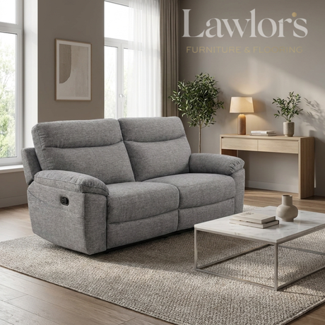 Dark grey 3 seater recliner sofa in a living room setting
