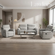 Light brown 3+2+1 recliner sofa set with recliners in a modern living room