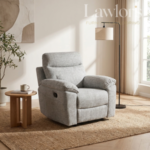 Light brown 1 seater recliner chair in a living room