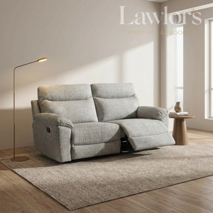 Light brown 3 seater recliner sofa in a modern living room