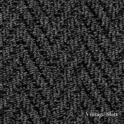 Close-up of textured fabric with 'Vintage Slate' label