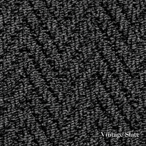 Close-up of textured fabric with 'Vintage Slate' label