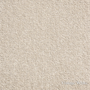 Textured white fabric swatch with 'Vintage White' label