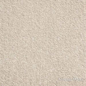 Textured white fabric swatch with 'Vintage White' label