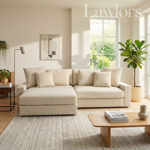Beige sectional sofa in a modern living room