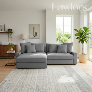 Gray sectional sofa in a living room