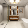 The Aquaply Elegance Argon wall panel brings a stone inspired beige and grey fnish with easy installation, antibacterial protection & a 35 year guarantee