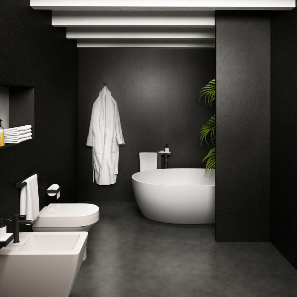 The Aquaply Elegance Carbon Elements wall panel features a not quite black finish with easy installation, antibacterial protection and a 35 year guarantee
