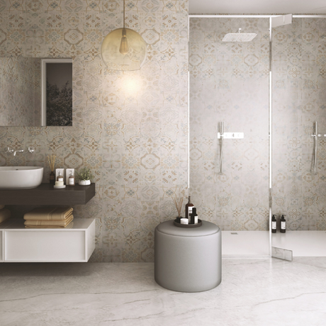 The Aquaply Elegance Lisbon wall panel brings a warm sun inspired style with easy installation, antibacterial protection & a 35 year guarantee