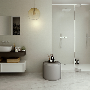 The Aquaply Elegance Nickel Elements wall panel offers a brushed metallic finish with easy installation, antibacterial protection and a 35 year guarantee