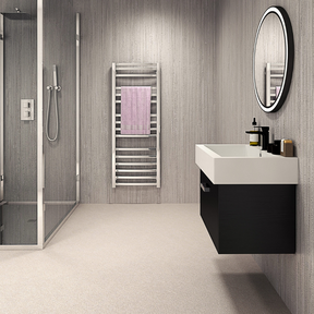 The Aquaply Harmony Clear Splendour wall panel features rich woodgrain tones with easy installation, antibacterial protection and a 35 year guarantee