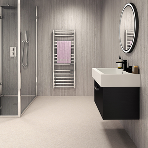 The Aquaply Harmony Clear Splendour wall panel features rich woodgrain tones with easy installation, antibacterial protection and a 35 year guarantee