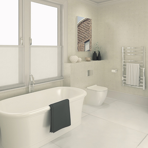 The Aquaply Harmony Silver wall panel features a glittery and glossy finish with easy installation, antibacterial protection and a 35 year guarantee