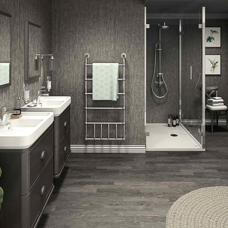 The Aquaply Harmony Tropic Reed wall panel brings warm grey and brown tones with easy installation, antibacterial protection and a 35 year guarantee