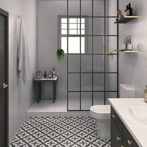 The Aquaply Origins White Frost wall panel brings neutral tones with easy installation, antibacterial protection and a 35 year guarantee