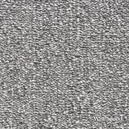 Close-up of gray textured carpet with 'Wolfhound' brand name.