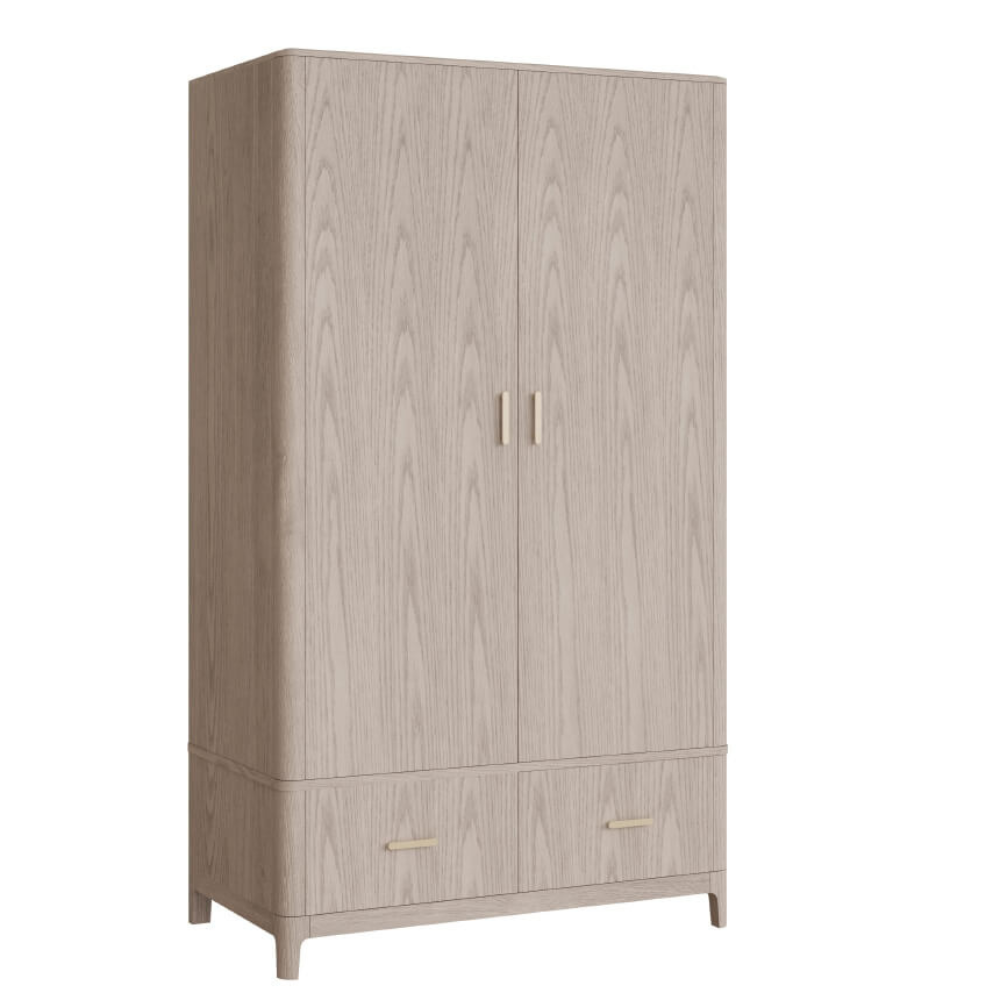 The Zahra 2 Door Wardrobe in Parisian Cream blends sophisticated design with generous storage capacity, making it an ideal enhancement for any bedroom.