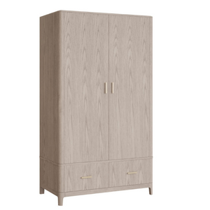 The Zahra 2 Door Wardrobe in Parisian Cream blends sophisticated design with generous storage capacity, making it an ideal enhancement for any bedroom.