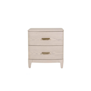 The Zahra Bedside Locker 2 Drawer in Parisian Cream comes with an oak finish, providing both an elegant style and functionality.