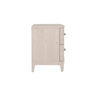 The Zahra Bedside Locker 2 Drawer in Parisian Cream comes with an oak finish, providing both an elegant style and functionality.