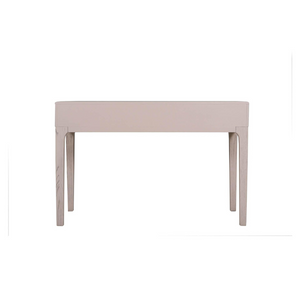 The Zahra Dressing Table with 2 Drawers in Parisian Cream features a refined oak finish and is perfect for storing essentials.