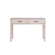 The Zahra Dressing Table with 2 Drawers in Parisian Cream features a refined oak finish and is perfect for storing essentials.