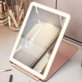 The Vanitii iPad Mini LED Makeup Mirror features 3-color adjustable brightness, USB rechargeable and protective flip cover.