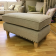 The Madeline Fabric Footstool with Studs is handmade in Ireland offers aqua clean materials for easy cleaning & custom choices