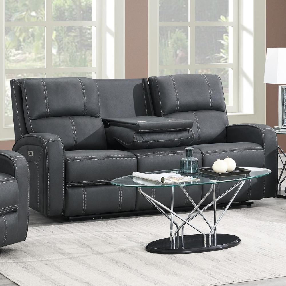 Rowen Manual Recliner Sofa - Gunmetal Grey