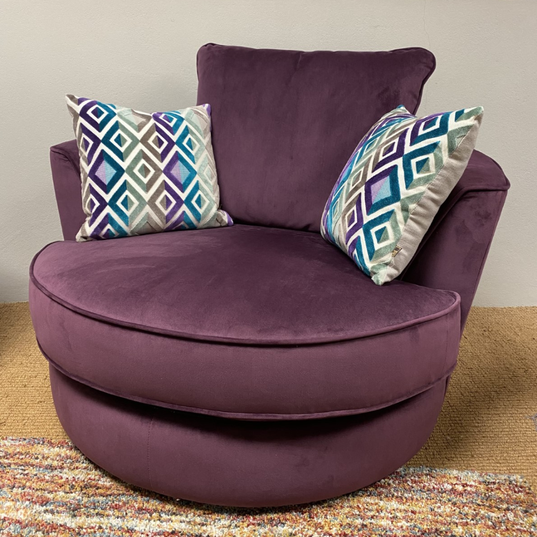 The Swivel Fabric Chair handmade in Ireland features a deep seat & backrest, aqua clean materials & entirely custom choices.