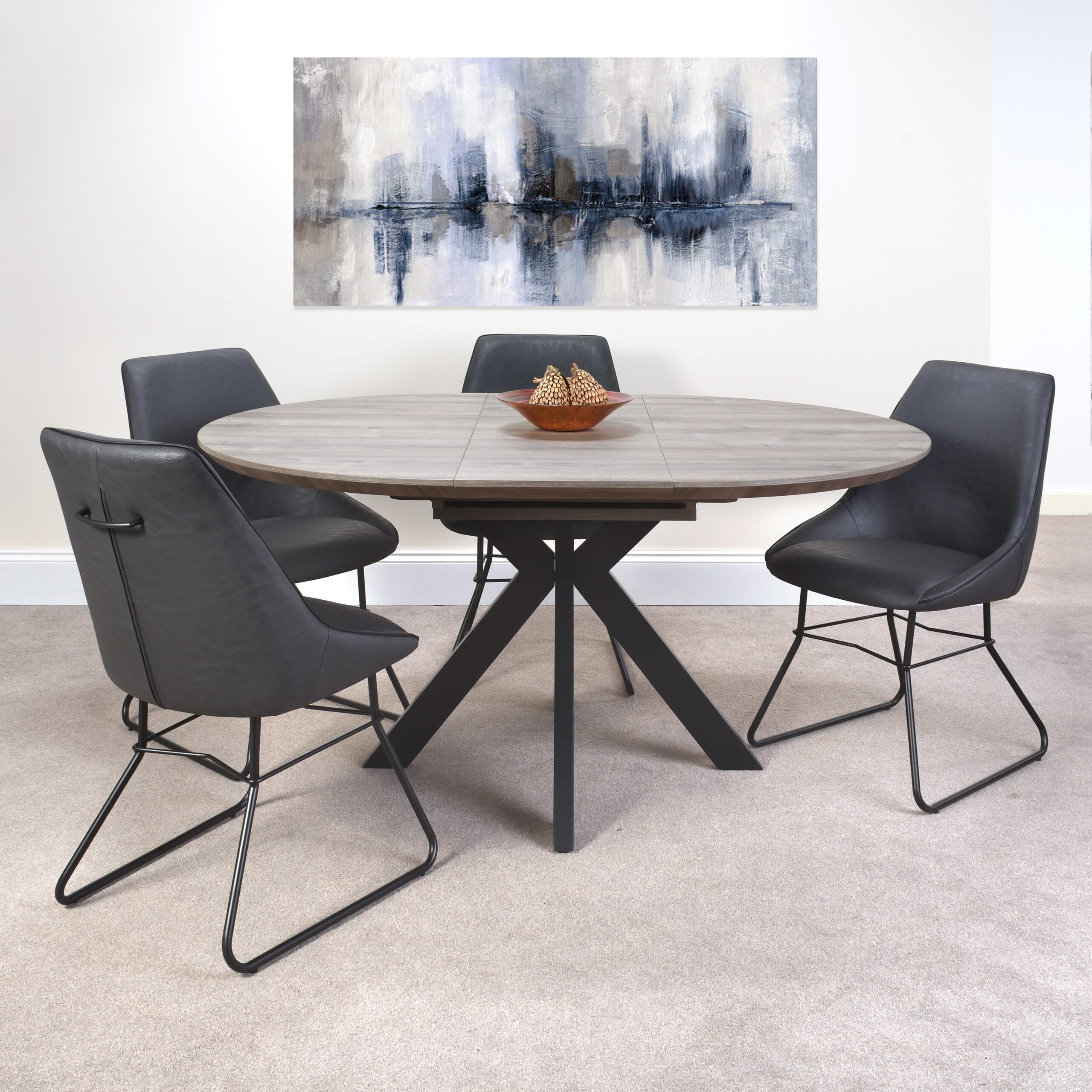 Malin Extending Round Dining Table - 1200-1600mm - Grey - Lawlors