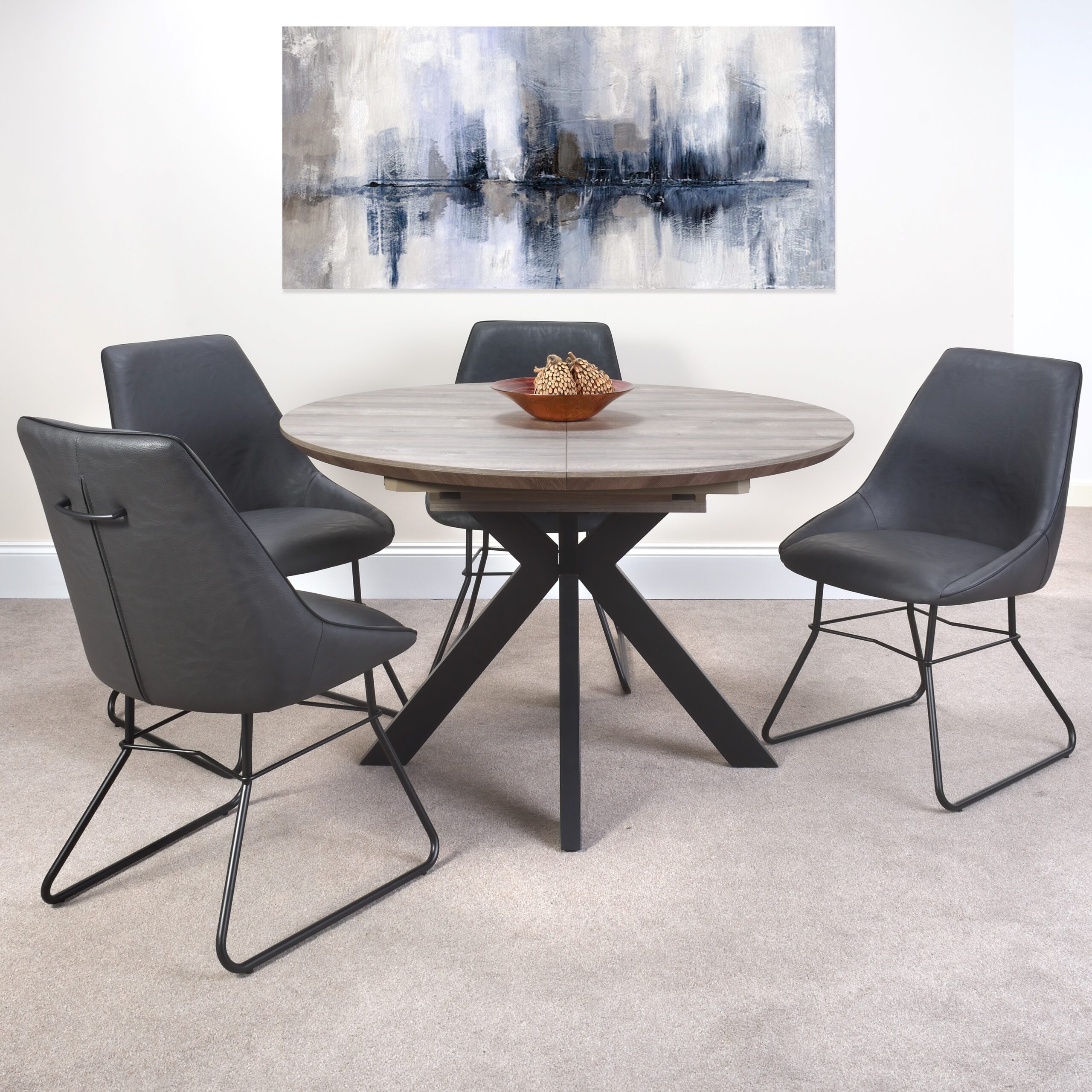 Malin Extending Round Dining Table, Round Extension Dining Table And Chairs