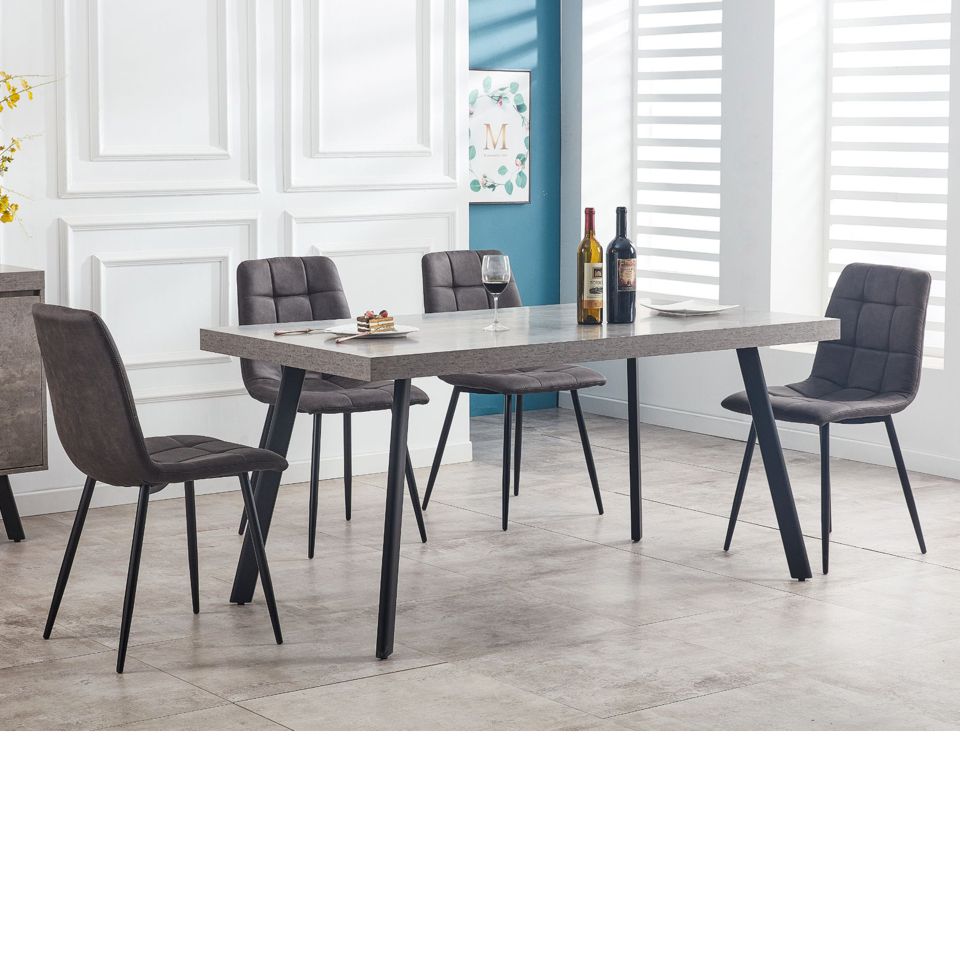 White marble dining table with 6 chairs