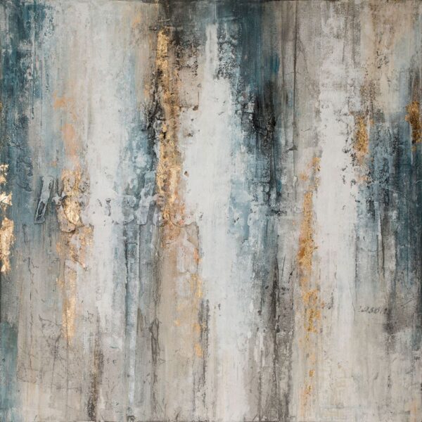 Handpainted Abstract Canvas Blue/Gold