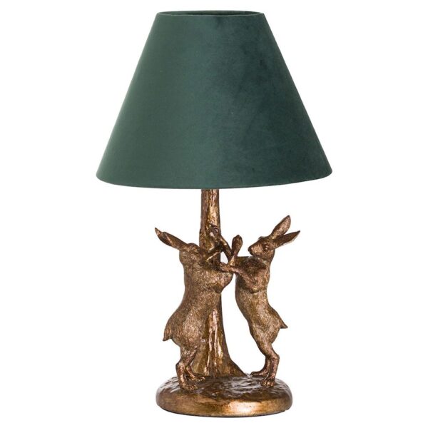 Marching Hares Lamp with Green Shade