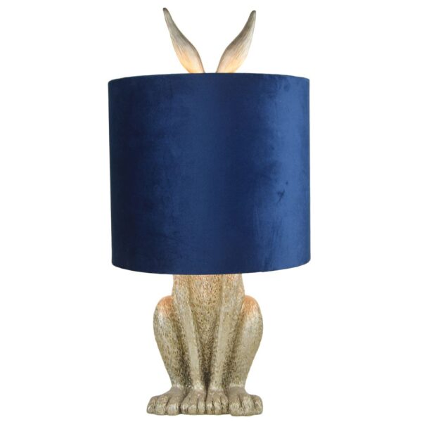 Silver Hare Table Lamp with Navy Shade