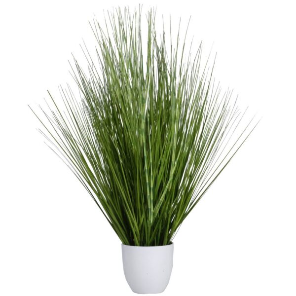 Artificial Grass in a White Pot