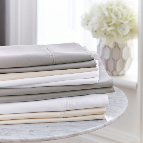 Bedeck of Belfast Fine Linens 300 TC Egyptian Cotton Fitted Sheet, Silver