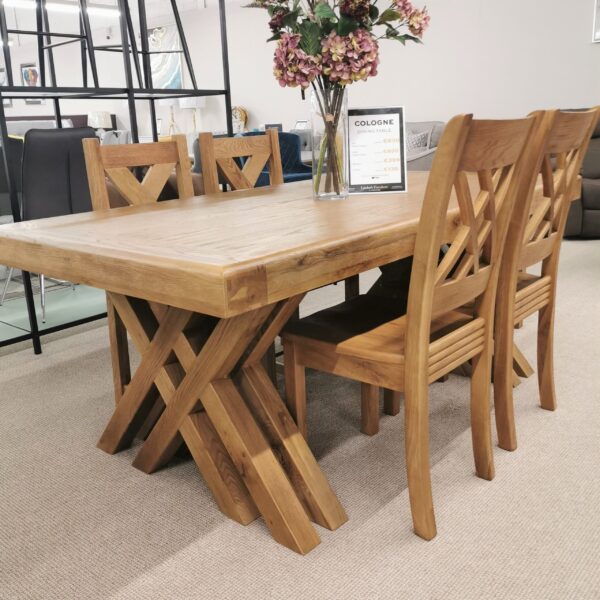 Cologne Dining Set With 8 Chairs, 8 Solid Oak Dining Room Chairs