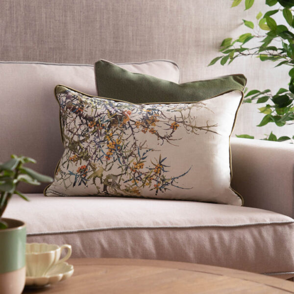 Hawthorn Printed Feather Cushion - Olive