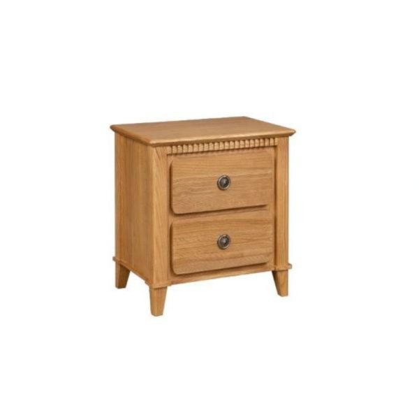 The Mindy 2 Drawer Bedside Locker is crafted from high-quality oak and the two spacious drawers provide ample storage