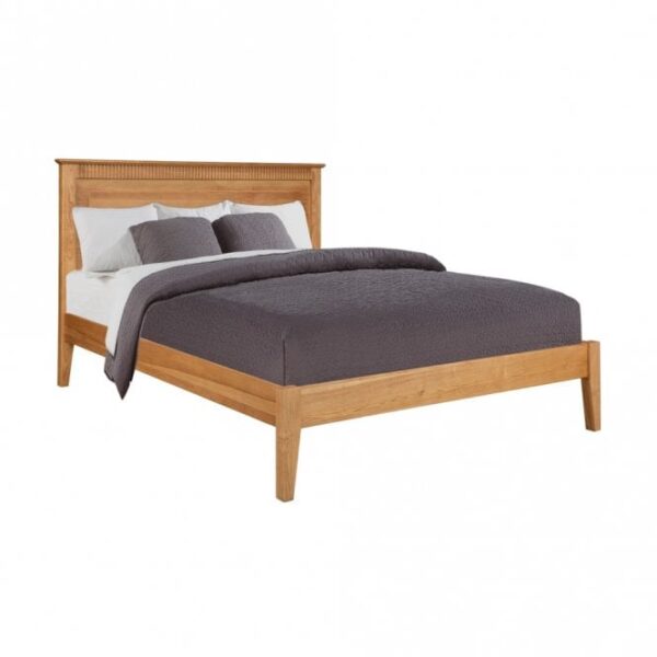 The Mindy Bed Frame features grooved top plinths and angled legs
